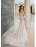 Strapless Ivory Full Lace Beaded Wedding Dress With Removable Sleeves